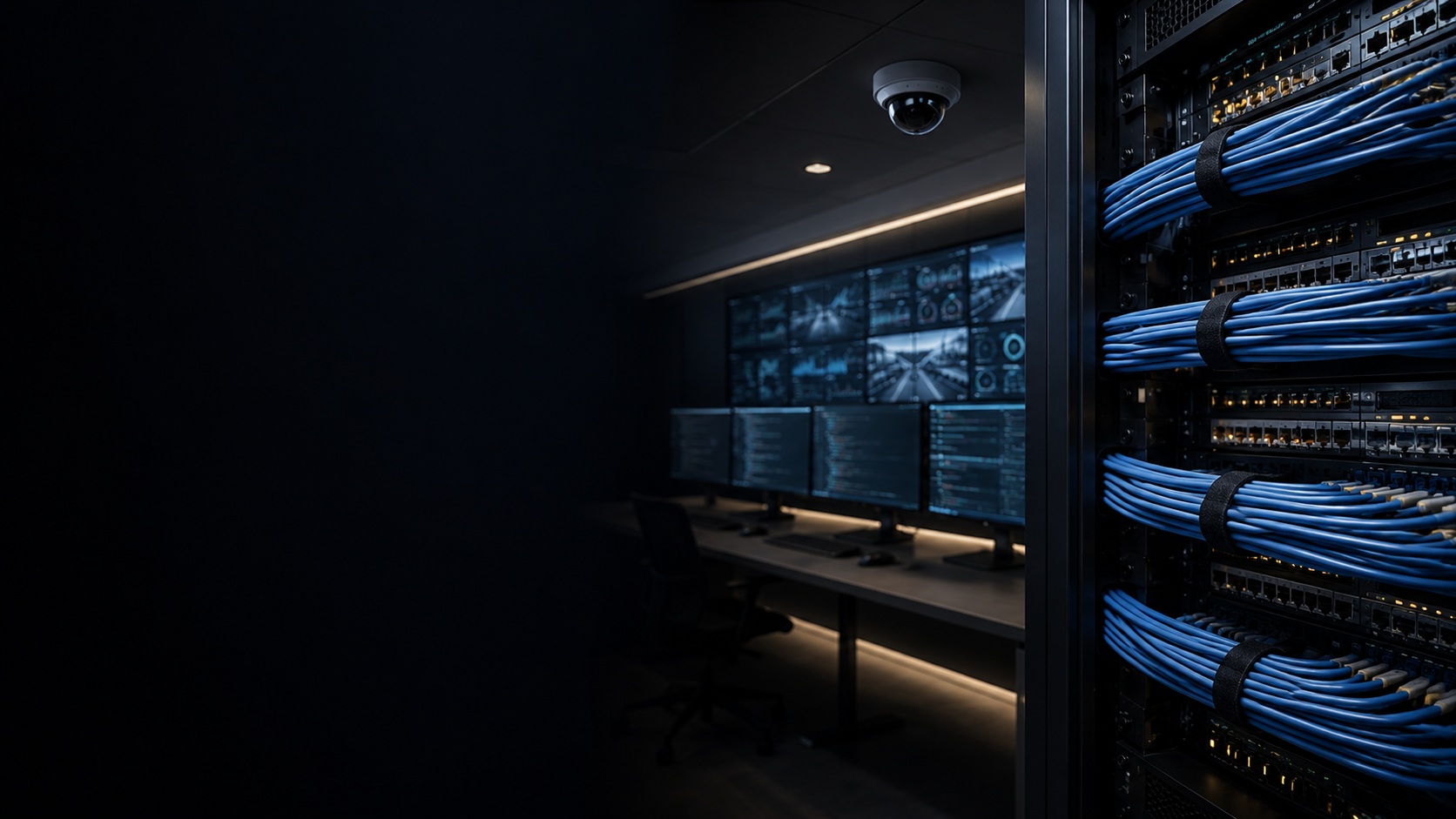 Network rack and operational control room in a connected facility